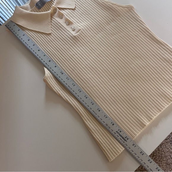Nyland Shirt Womens Medium Sleeveless Ribbed Fitted Top Stretch Neutral Cream - Picture 7 of 10